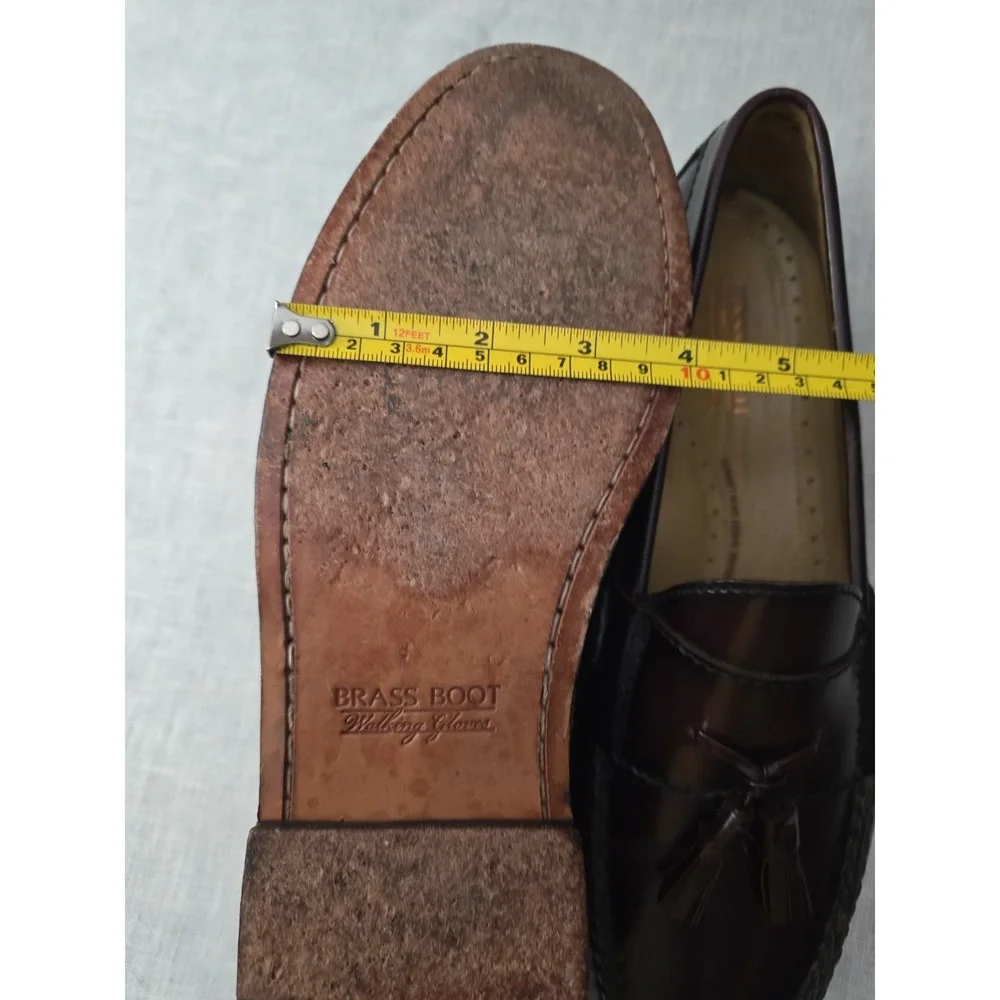 Brass Boot Walking Gloves Men's Burgundy Tassel Loafers Dress Shoes Size 9.5